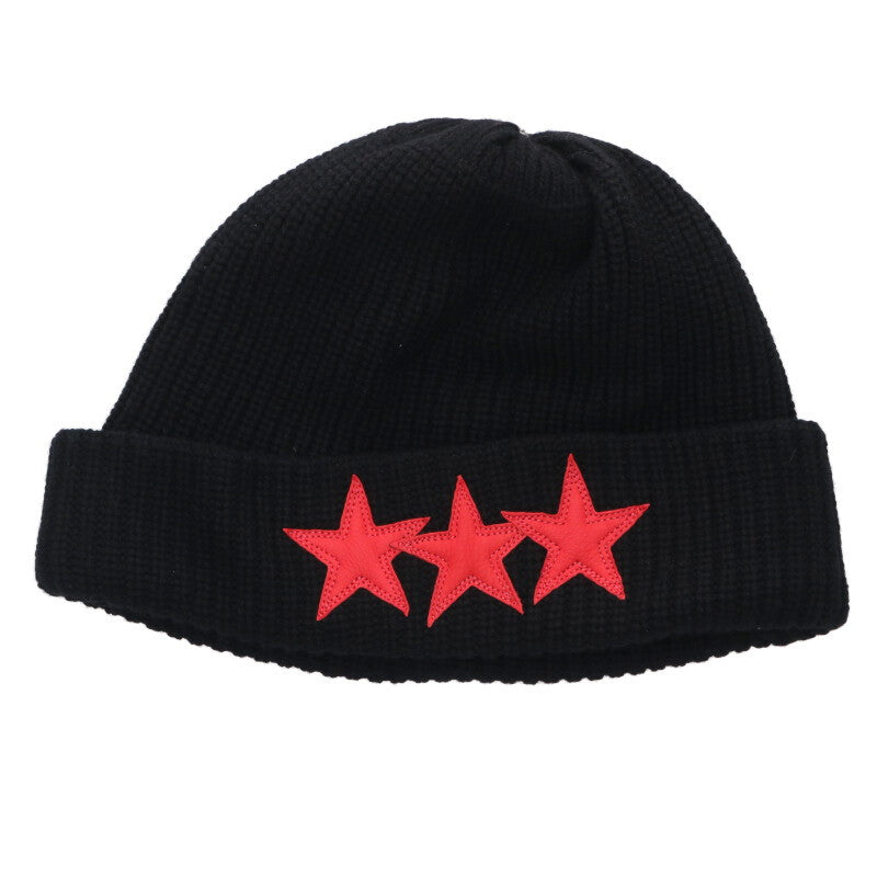 Chrome Hearts Star Patch Cashmere Beanie Black Red Size ONE