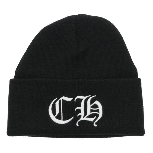 Chrome Hearts SIZE WOOL WATCH CAP Logo Embroidered Hat Black x White Size ONE