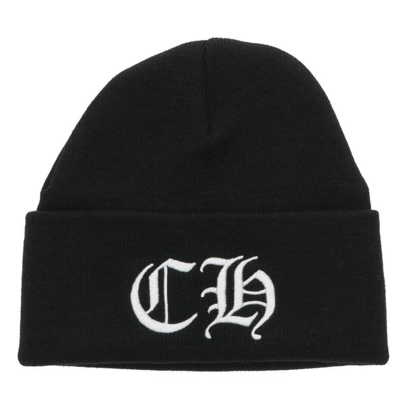 Chrome Hearts SIZE WOOL WATCH CAP Logo Embroidered Hat Black x White Size ONE