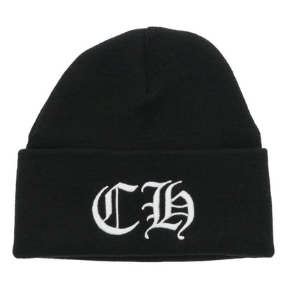 Chrome Hearts SIZE WOOL WATCH CAP Logo Embroidered Hat Black x White Size ONE