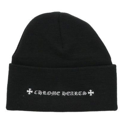 Chrome Hearts SIZE WOOL WATCH CAP Logo Embroidered Hat Black x White Size ONE