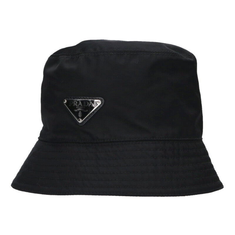 Prada Black Re-Nylon Triangle Logo Bucket Hat Size ONE SIZE