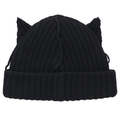 CHARLES JEFFREY LOVERBOY Cat Intarsia Knit Beanie Black
