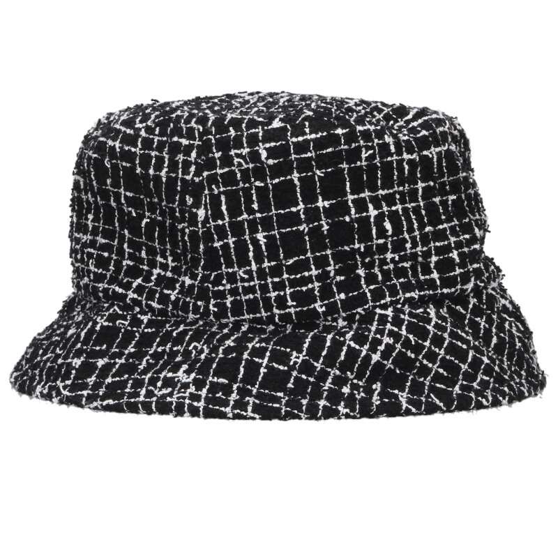 CHANEL Coco Mark Tweed Bucket Hat Black Size ONE SIZE