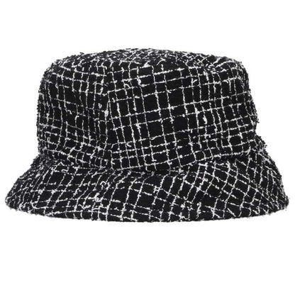 CHANEL Coco Mark Tweed Bucket Hat Black Size ONE SIZE