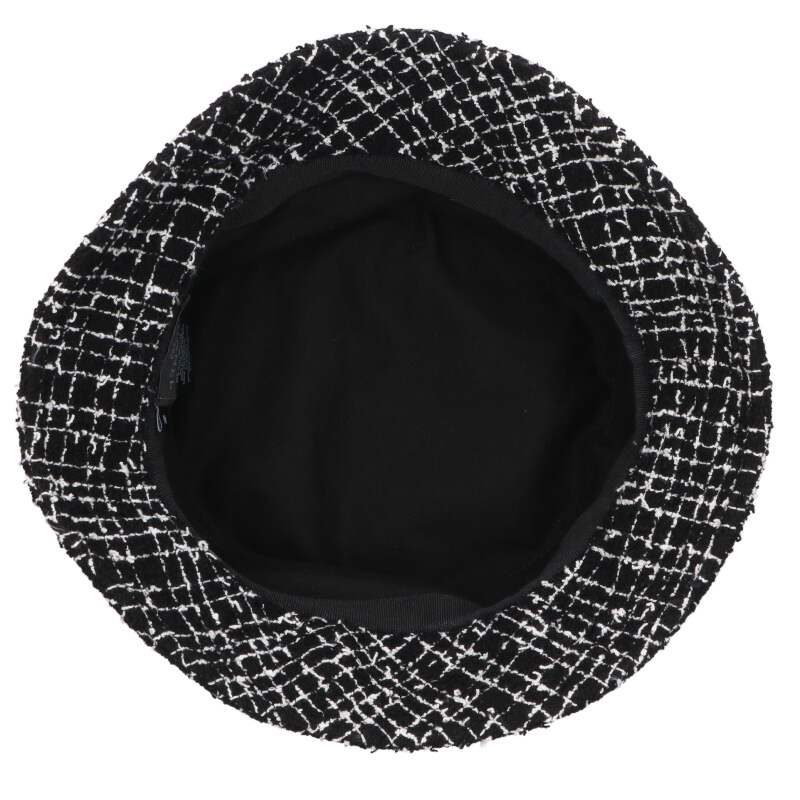CHANEL Coco Mark Tweed Bucket Hat Black Size ONE SIZE