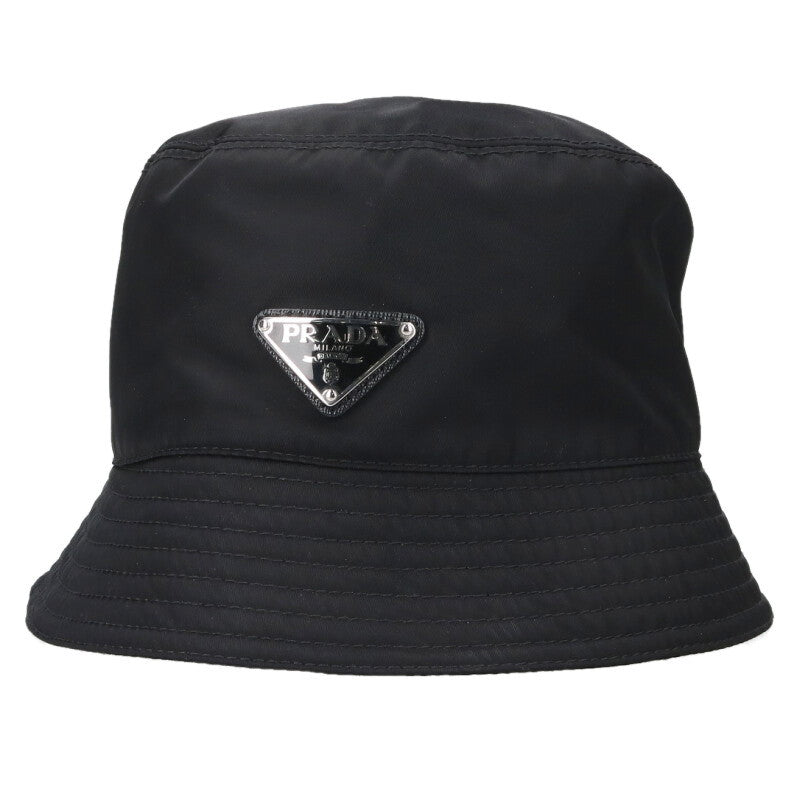 Prada Black Triangle Logo Re-Nylon Bucket Hat Size ONE SIZE