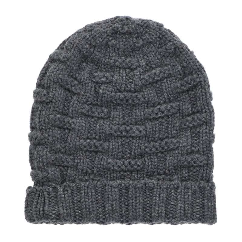 HERMES H-Logo Cashmere Beanie Knit Hat Gray Size ME