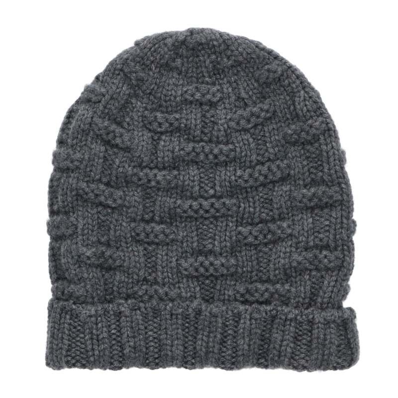 HERMES H-Logo Cashmere Beanie Knit Hat Gray Size ME