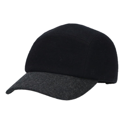 HERMES Wool Cap Hat Black/Gray Size ONE SIZE
