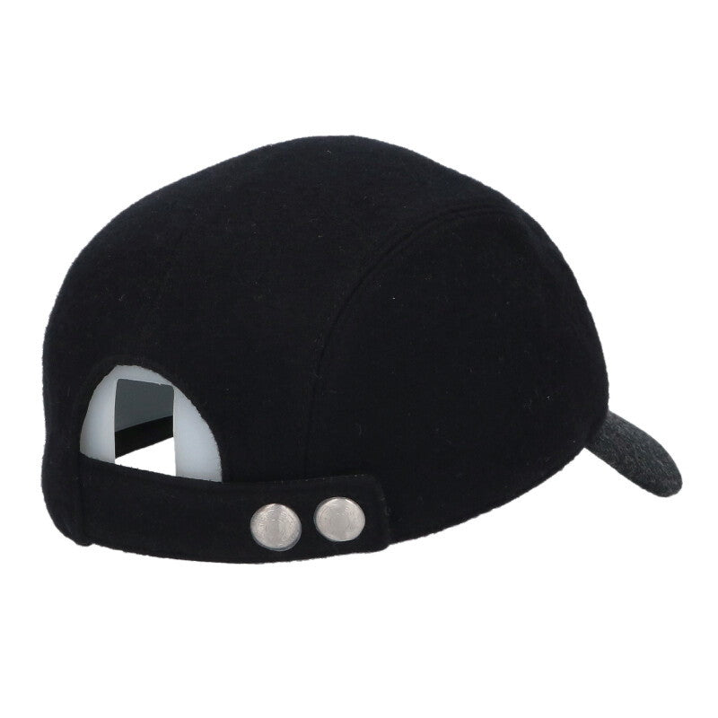 HERMES Wool Cap Hat Black/Gray Size ONE SIZE