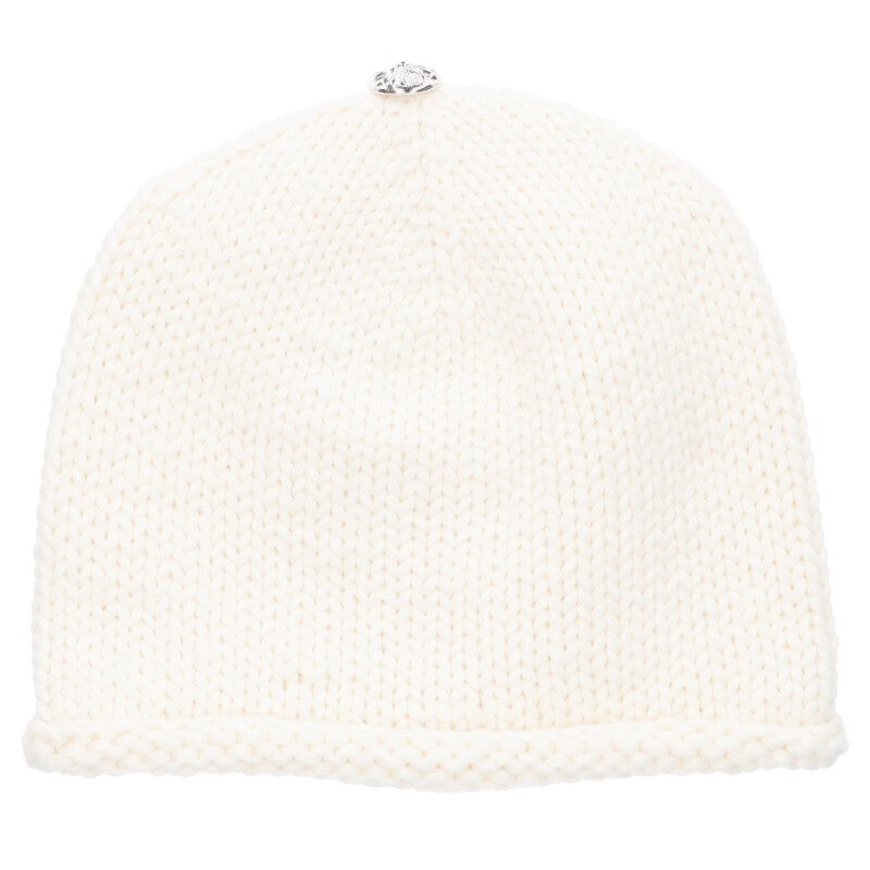 Chrome Hearts Cashmere Bead Cross Knit Beanie White