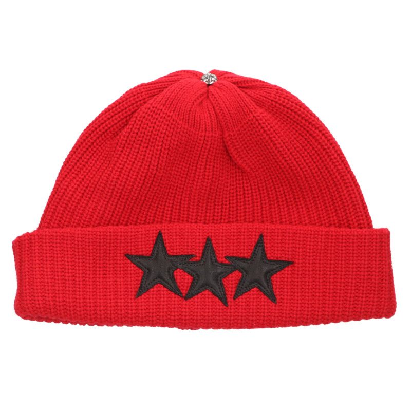 Chrome Hearts Star Patch Cashmere Beanie Red Black Silver