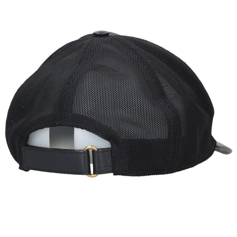 GUCCI Vintage Logo Web Stripe Leather Mesh Cap Size ONE SIZE