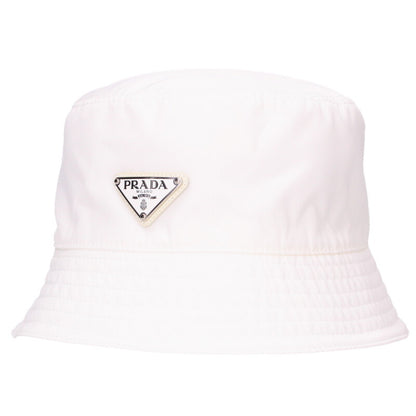 Prada Re-Nylon Triangle Logo Bucket Hat White Size ONE SIZE