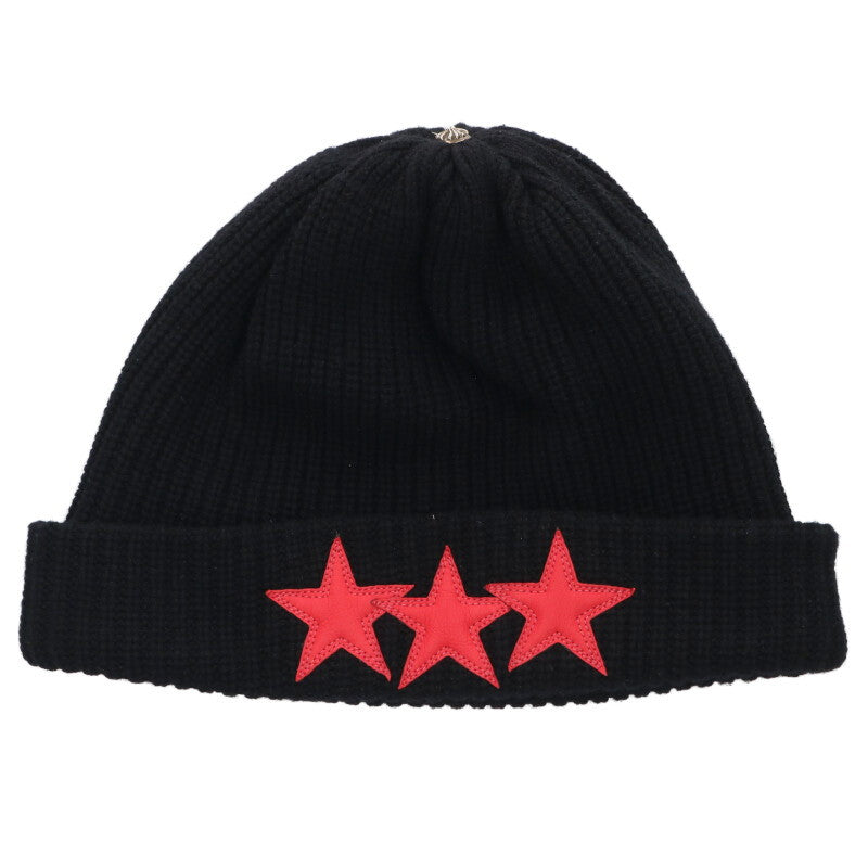 Chrome Hearts Star Patch Cashmere Beanie Black Red Size ONE