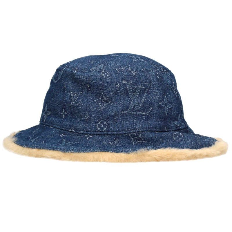 Louis Vuitton Denim Fur Hat Blue x Beige Size M