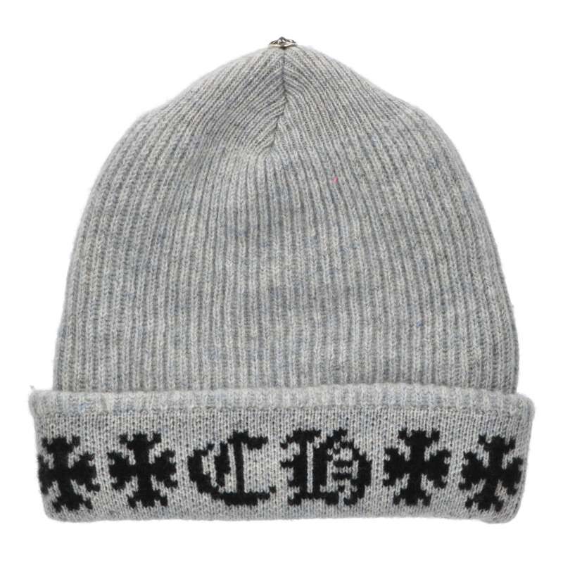 Chrome Hearts BIG DADDY Cashmere Knit Cross Button Cap Gray