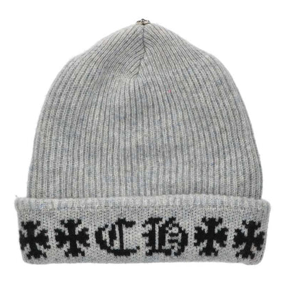 Chrome Hearts BIG DADDY Cashmere Knit Cross Button Cap Gray