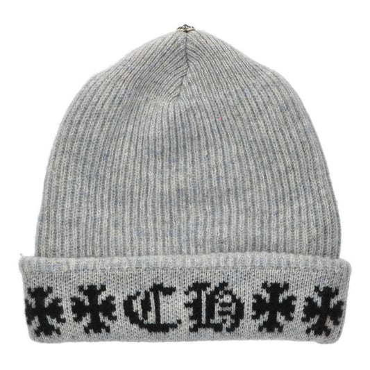 Chrome Hearts BIG DADDY Cashmere Knit Cross Button Cap Gray