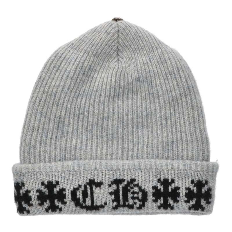 Chrome Hearts BIG DADDY Cashmere Knit Cross Button Cap Gray