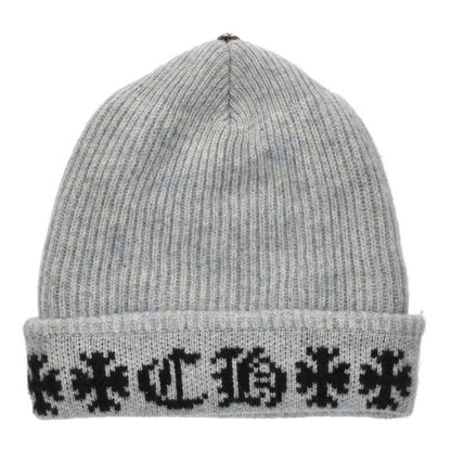 Chrome Hearts BIG DADDY Cashmere Knit Cross Button Cap Gray