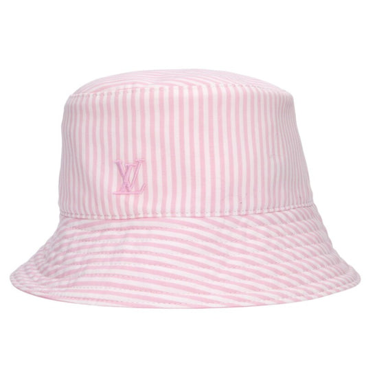 Louis Vuitton Striped Logo Embroidered Bucket Hat Pink Size ONE SIZE