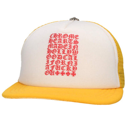 Chrome Hearts SIZE TRUCKER CAP Logo Hat Yellow x White x Red Size ONE
