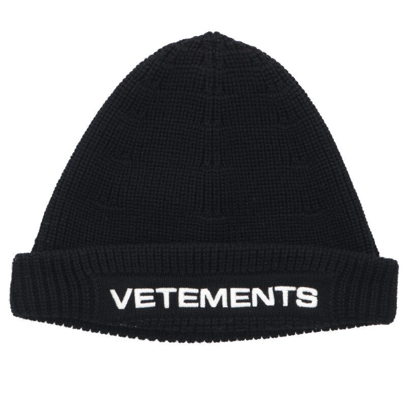 Vetements Logo Embroidered Knit Sweater Black