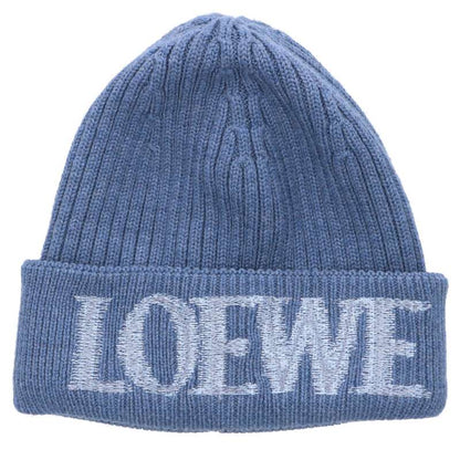 LOEWE Logo Wool Beanie Light Blue Size ONE SIZE