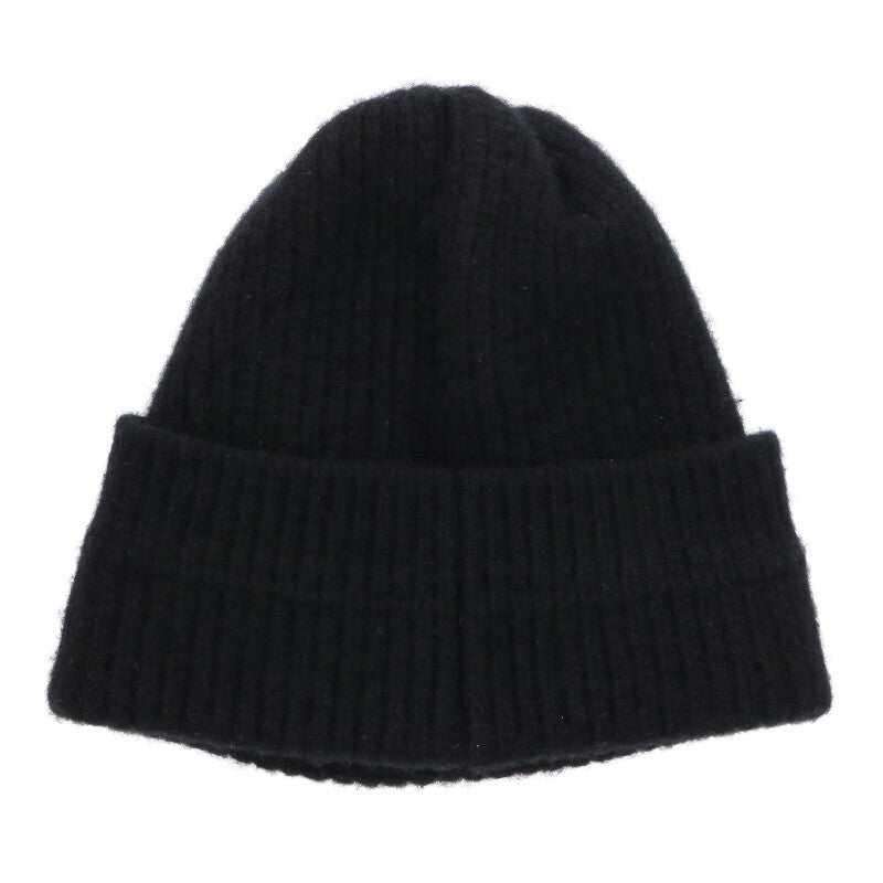 CELINE Wool Logo Patch Knit Beanie Black Size TU