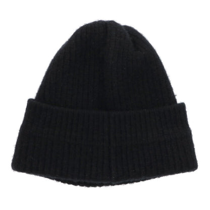 CELINE Wool Logo Patch Knit Beanie Black Size TU