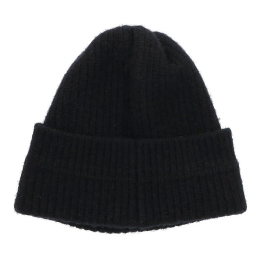 CELINE Wool Logo Patch Knit Beanie Black Size TU