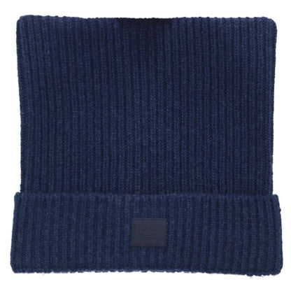 ACNE STUDIOS Face Patch Wool Yak Beanie Navy Size ONE SIZE