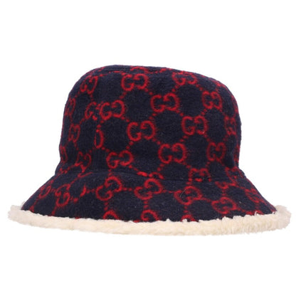 GUCCI GG Monogram Boa Bucket Hat Navy Red Size ONE SIZE