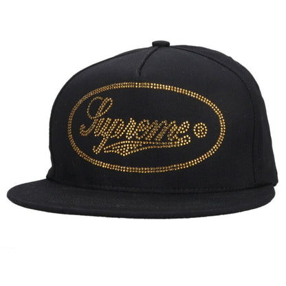 SUPREME Studded Script Logo 5-Panel Cap Black Size ONE SIZE
