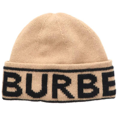 Burberry Logo Embroidery Cashmere Beanie Brown