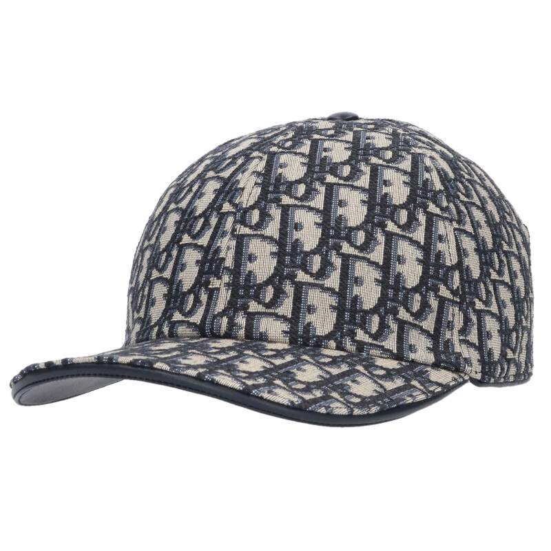 DIOR Oblique Monogram Cap Grey Navy Size ONE SIZE