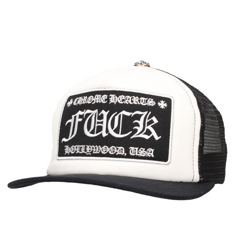 Chrome Hearts FUCK Patch Cross Ball Cap White Size ONE SIZE