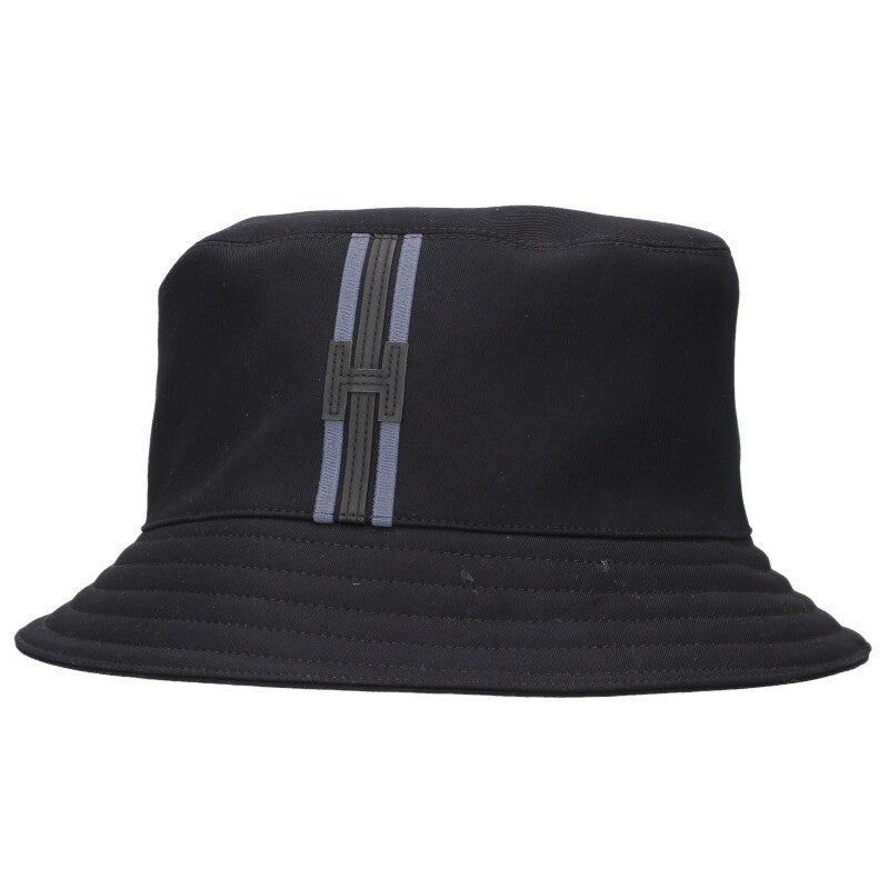 HERMES Fred H-Stripe Bucket Hat Black Size ONE SIZE