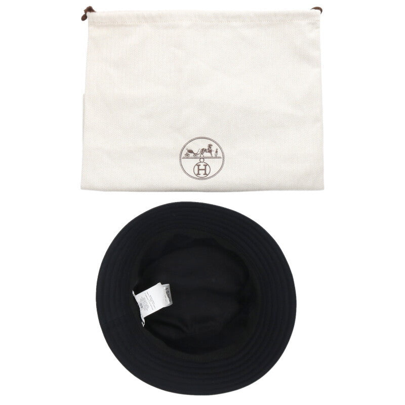 HERMES Fred H-Stripe Bucket Hat Black Size ONE SIZE