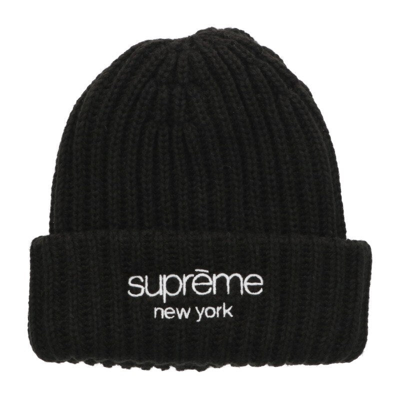 SUPREME 25AW Chunky Rib Classic Logo Acrylic Beanie Black