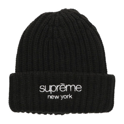SUPREME 25AW Chunky Rib Classic Logo Acrylic Beanie Black