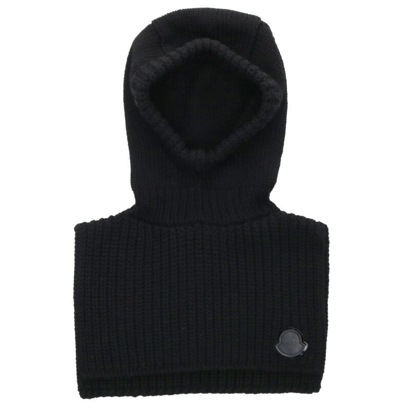 MONCLER x Edward Enninful Logo Patch Wool Balaclava Black