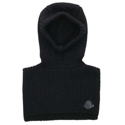 MONCLER x Edward Enninful Logo Patch Wool Balaclava Black