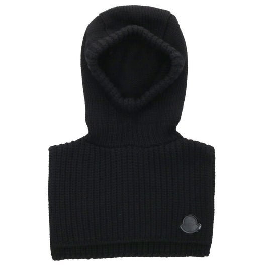 MONCLER x Edward Enninful Logo Patch Wool Balaclava Black