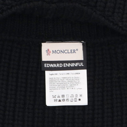 MONCLER x Edward Enninful Logo Patch Wool Balaclava Black