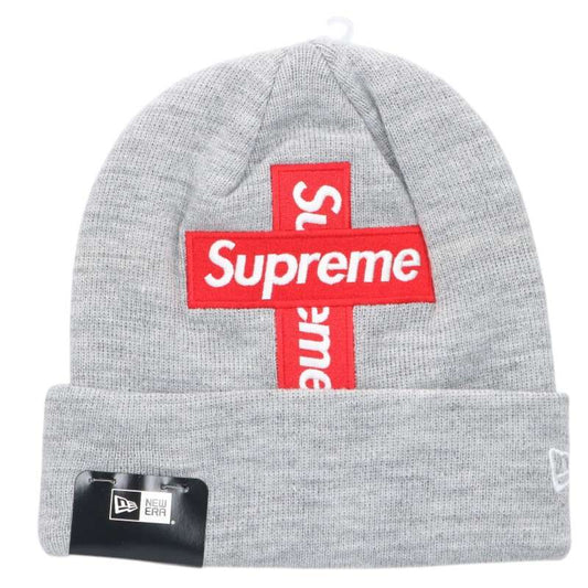 SUPREME 20AW New Era Cross Box Logo Acrylic Beanie Gray