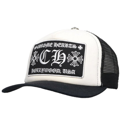 Chrome Hearts SIZE TRUCKER CAP CH Patch Hat Black x White x Silver Size ONE