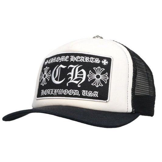 Chrome Hearts SIZE TRUCKER CAP CH Patch Hat Black x White x Silver Size ONE